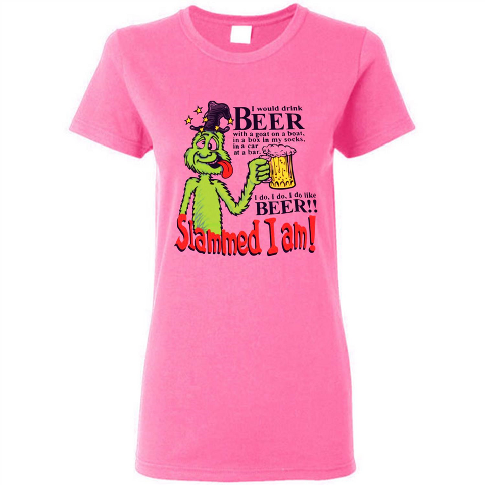 Slammed I Am I Would Drink Beer With A Goat On A Boat Shirt - Ladies Short-Sleeve