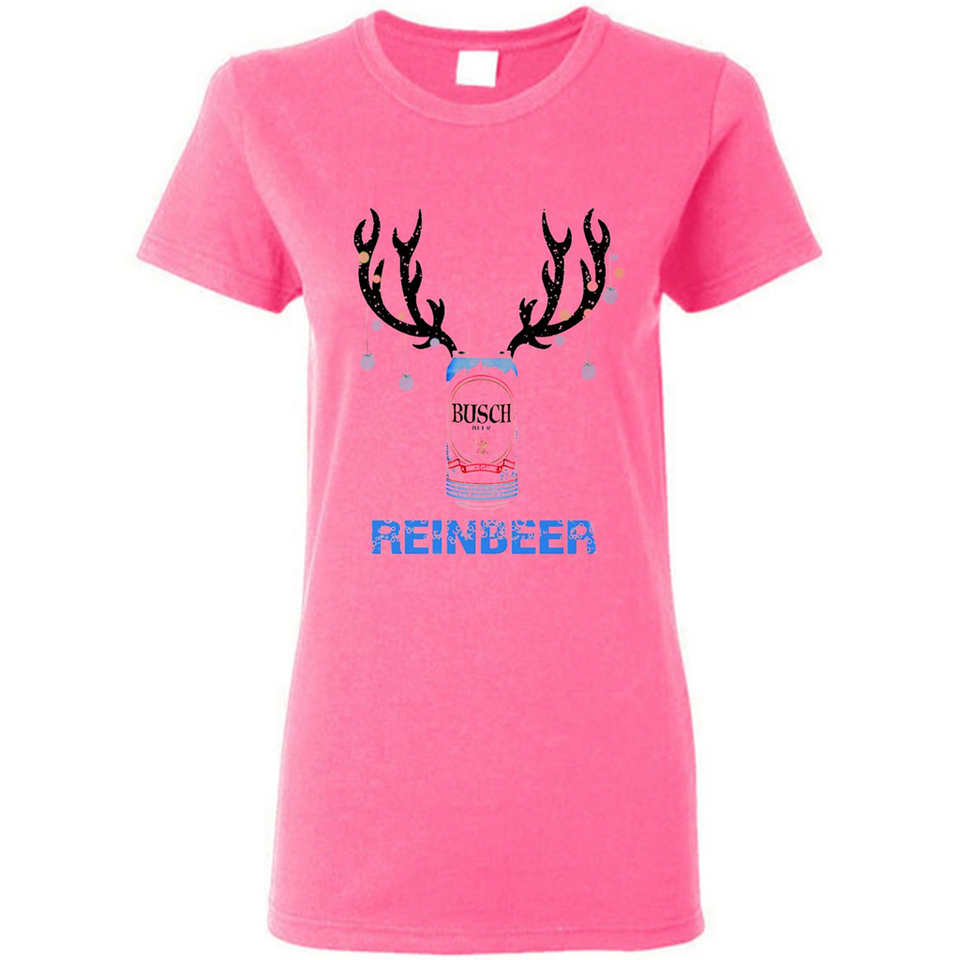 Busch Reinbeer Funny Beer Reindeer Christmas Sweatshirt - Ladies Short-Sleeve