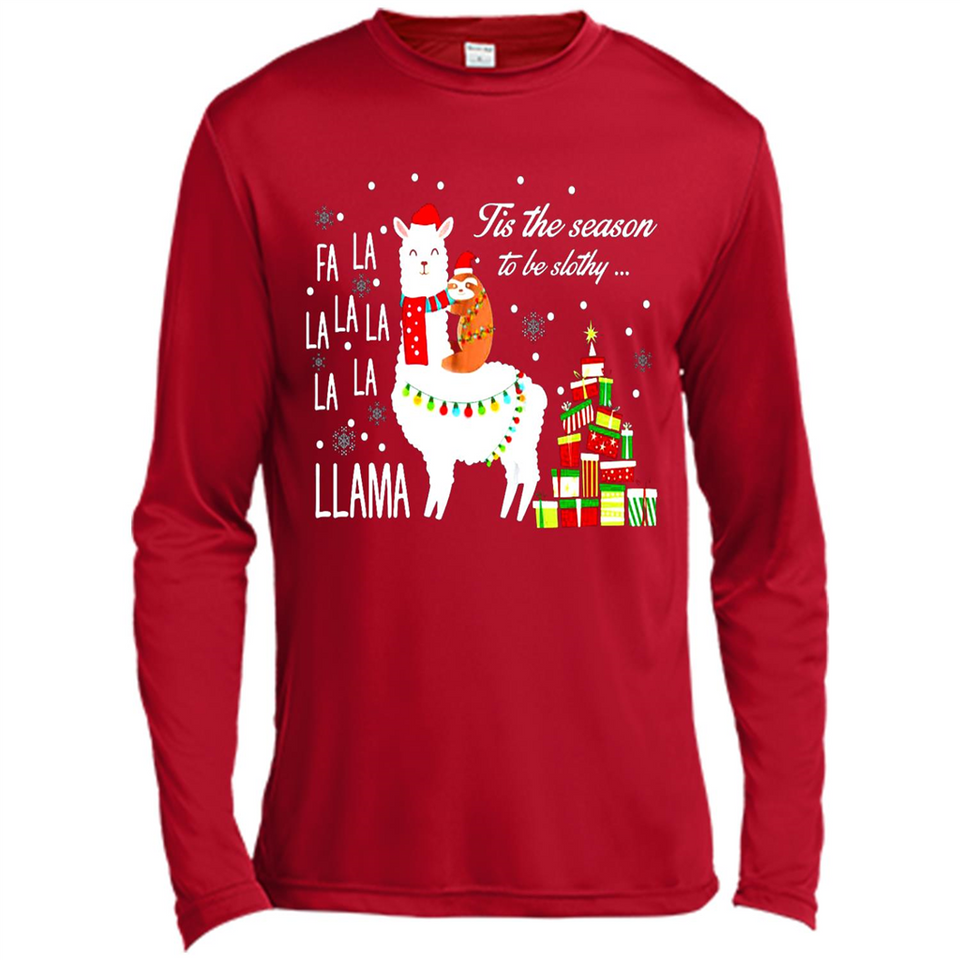 Llama Tis the season to be slothy Christmas sweatshirt PINGPONG - Canvas Long Sleeve T-Shirt