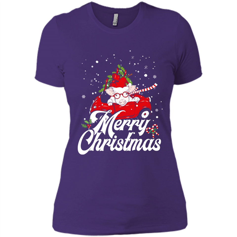 Merry Christmas Pig s - Ladies' Boyfriend T-Shirt