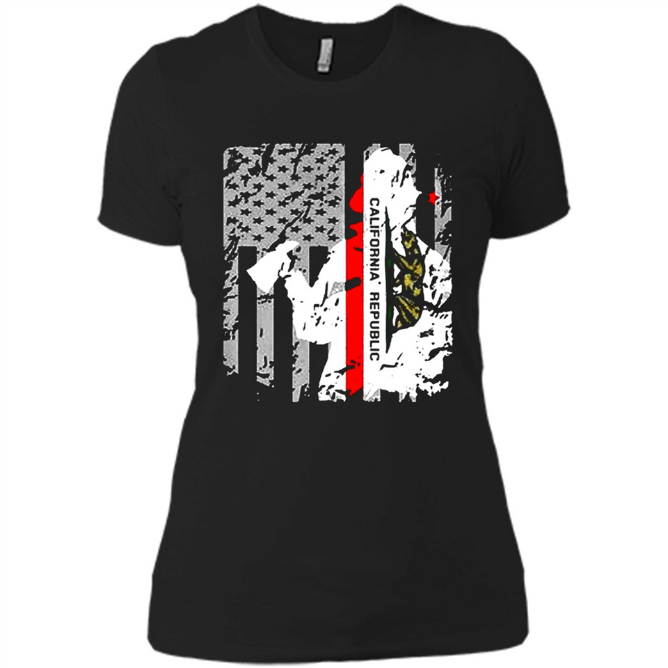 Paradise California Firefighter Thin Red Line Funds Youth T-Shirt PINGPONG - Ladies' Boyfriend T-Shirt