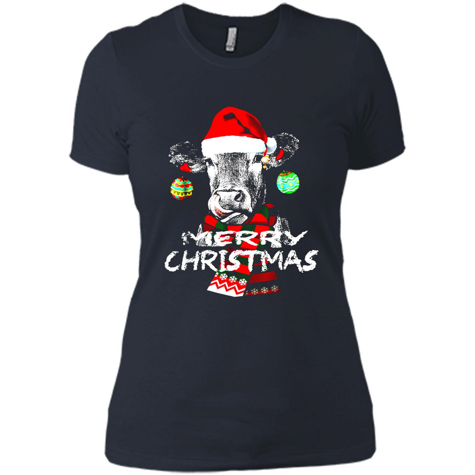 Fabulous Mooey christmas Heifers Cow Christmas lights - Ladies' Boyfriend T-Shirt