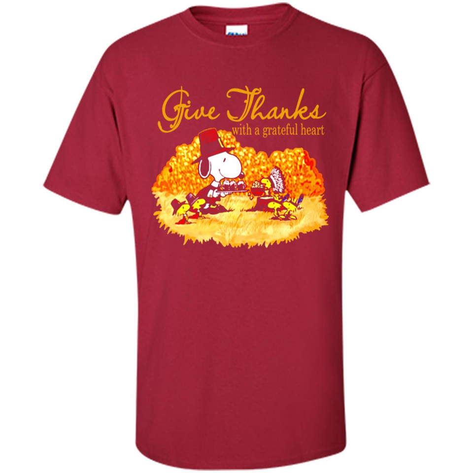 Snoopy Thanksgiving Give Thanks With A Grateful Heart - Shirt