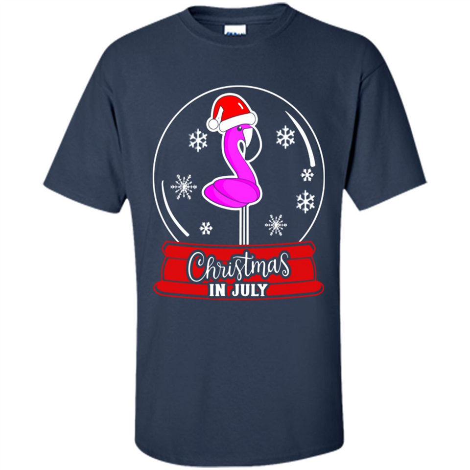 Christmas In July Flamingo Snow Globe Santa Hat - Shirt