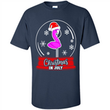 Christmas In July Flamingo Snow Globe Santa Hat - Shirt