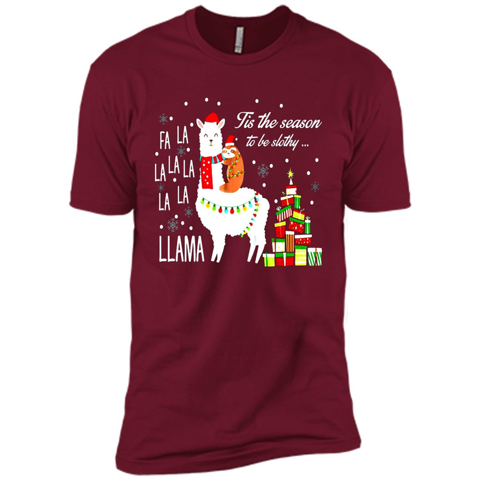 Llama Tis the season to be slothy Christmas sweatshirt PINGPONG - Premium Short Sleeve T-Shirt