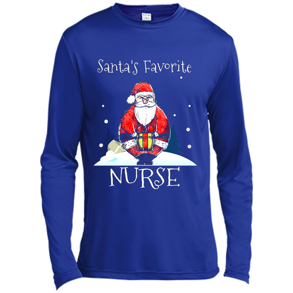 Funny Christmas Nurse Shirt, Santa_s Favorite Nurse - Canvas Long Sleeve T-Shirt