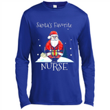 Funny Christmas Nurse Shirt, Santa_s Favorite Nurse - Canvas Long Sleeve T-Shirt