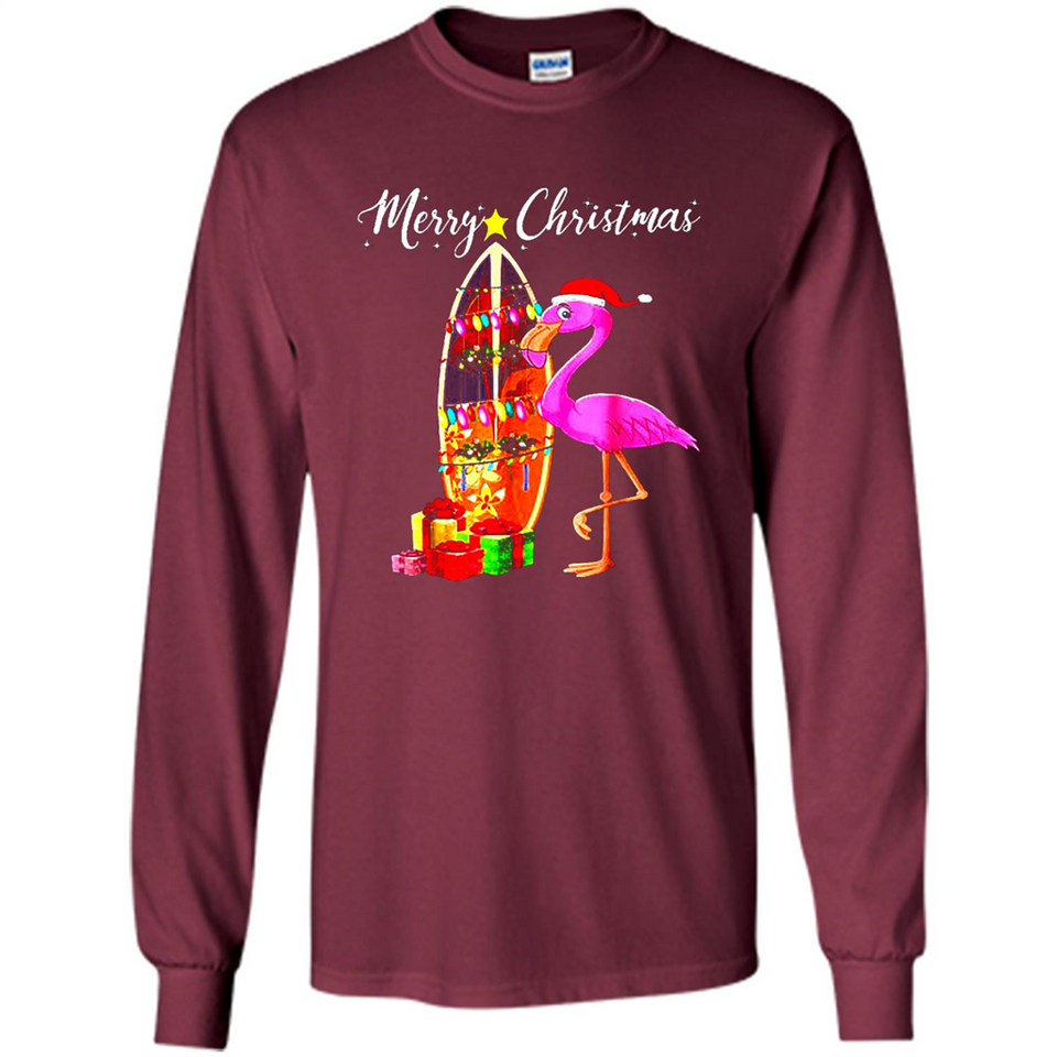 Flamingo Christmas Shirt, Merry Christmas Shirt , Flamingo - Long Sleeve T-Shirt