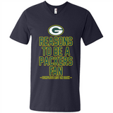 Reasons to be a Green Bay Packers Fan Complete List on Back - Men's V-Neck