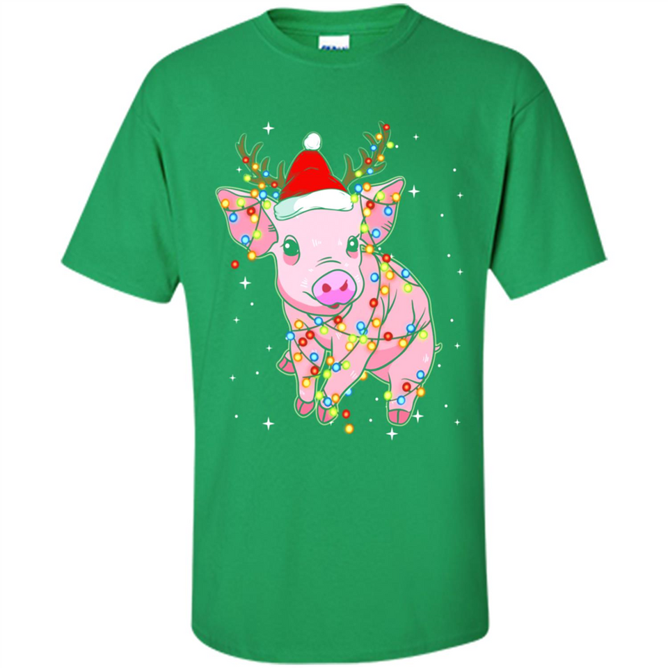 Christmas Lights Pig Wearing Santa Hat Funny Xmas - Shirt