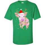 Christmas Lights Pig Wearing Santa Hat Funny Xmas - Shirt