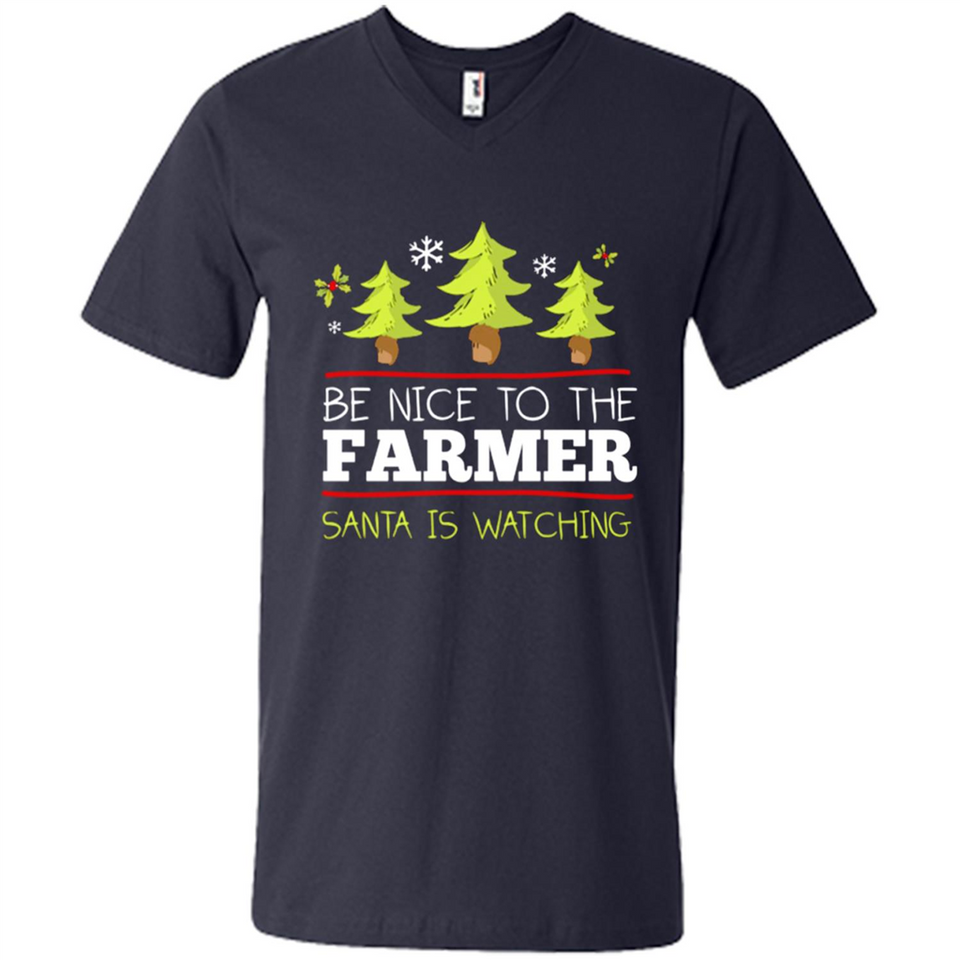 Be Nice to Farmer Santa Watching Christmas - Men's V-Neck