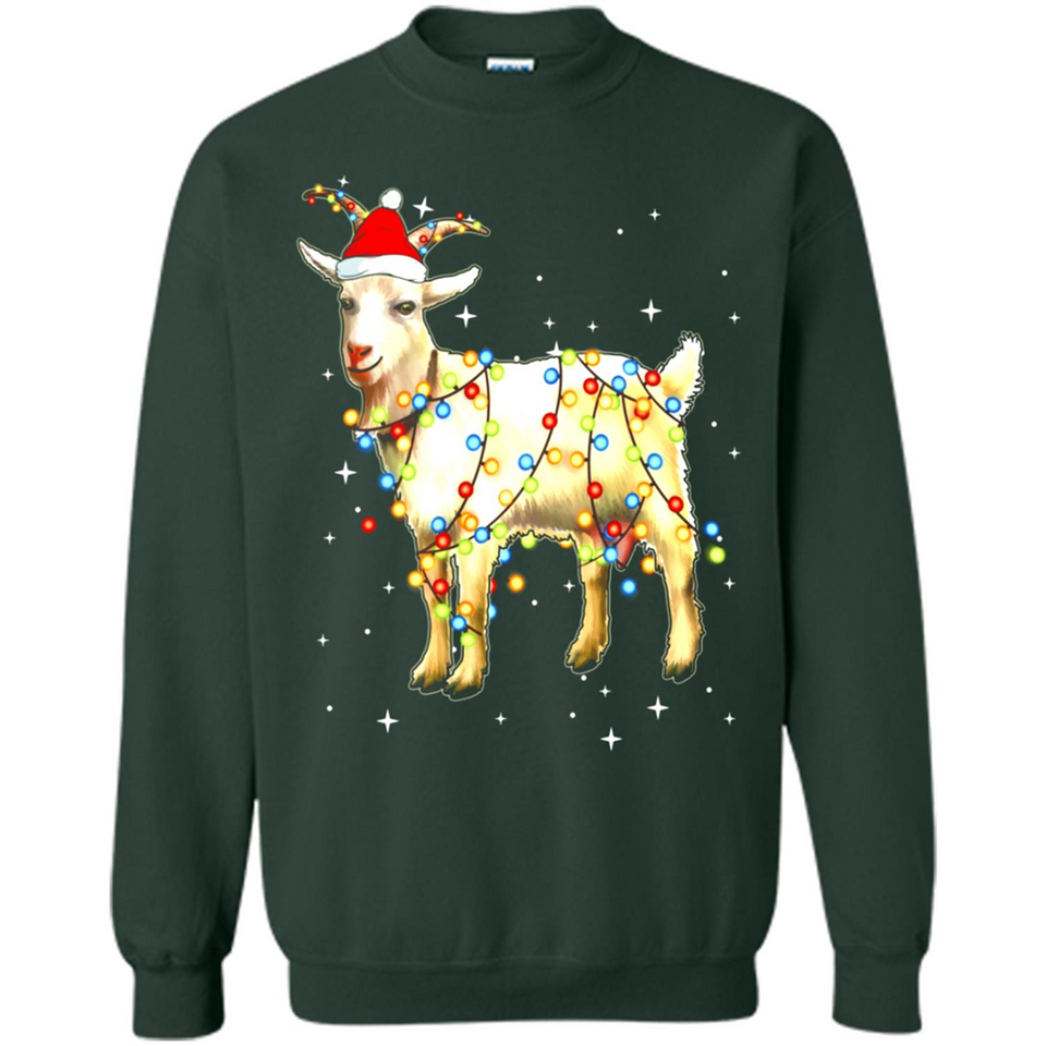 Christmas Lights Goat Wearing Santa Hat Funny Xmas - Sweatshirt