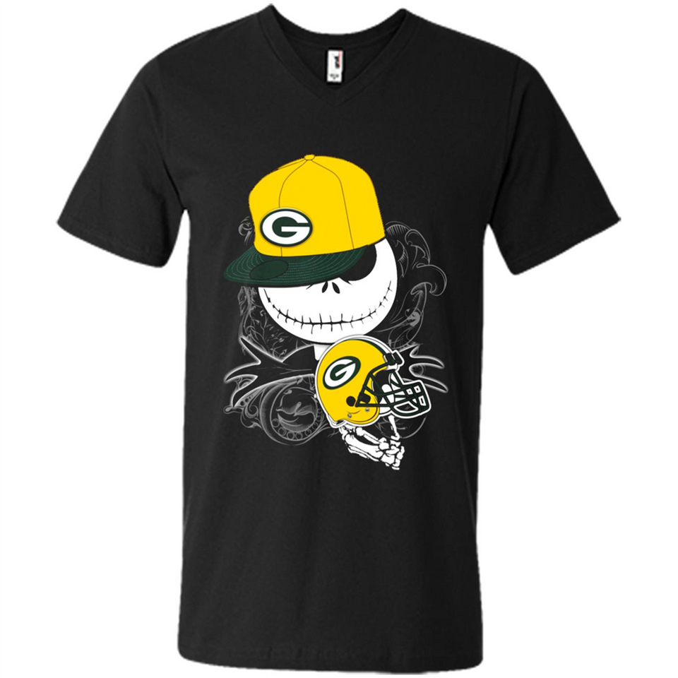 Jack Skellington The Nightmare Before Christmas-Packers Football - Men's V-Neck