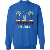 Christmas In July Shirt Surfing Palm Trees Surfboard - Sweatshirt