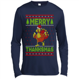 Merry Thankmas Ugly Xmas Thanksgiving Turkey Sweatshirt - Canvas Long Sleeve T-Shirt