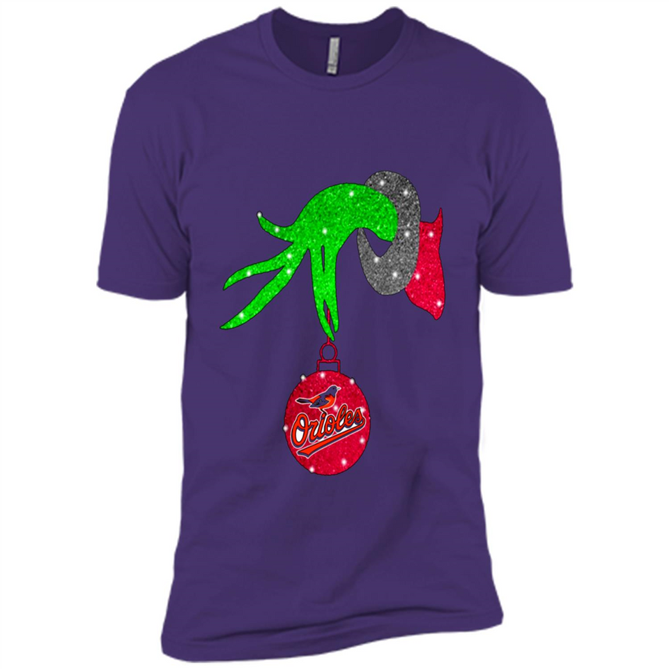 GRINCH HAND HOLDING BALTIMORE ORIOLES GLITTER CHRISTMAS PINGPONG