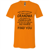 Don't Mess With Me My Grandma Is Crazy And She Will Slap You - Canvas Unisex V-Neck