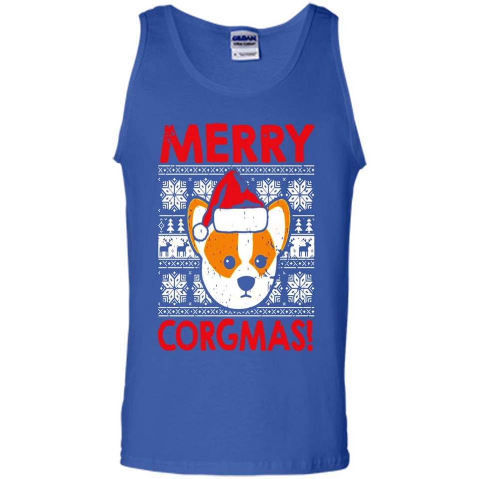 Funny Christmas Santa Corgi Dog Merry Corgmas - Tank Top