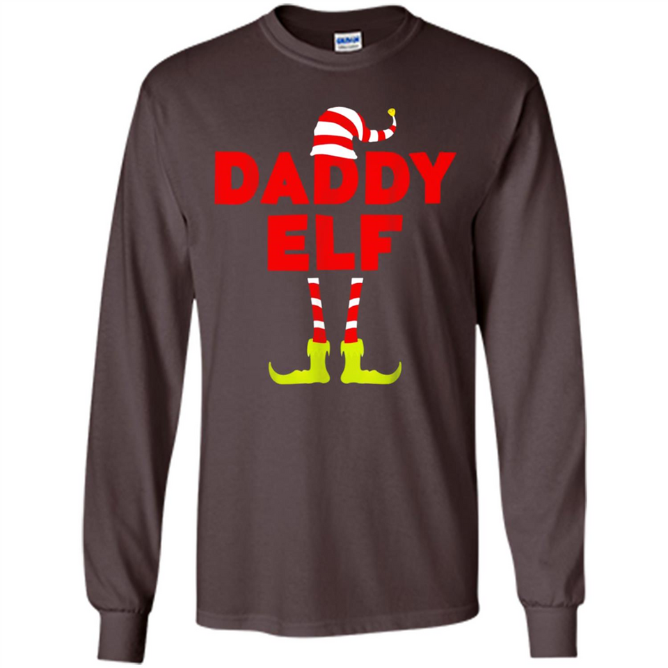 Mens Daddy Elf T-Shirt Funny Matching Christmas Costume - Long Sleeve T-Shirt