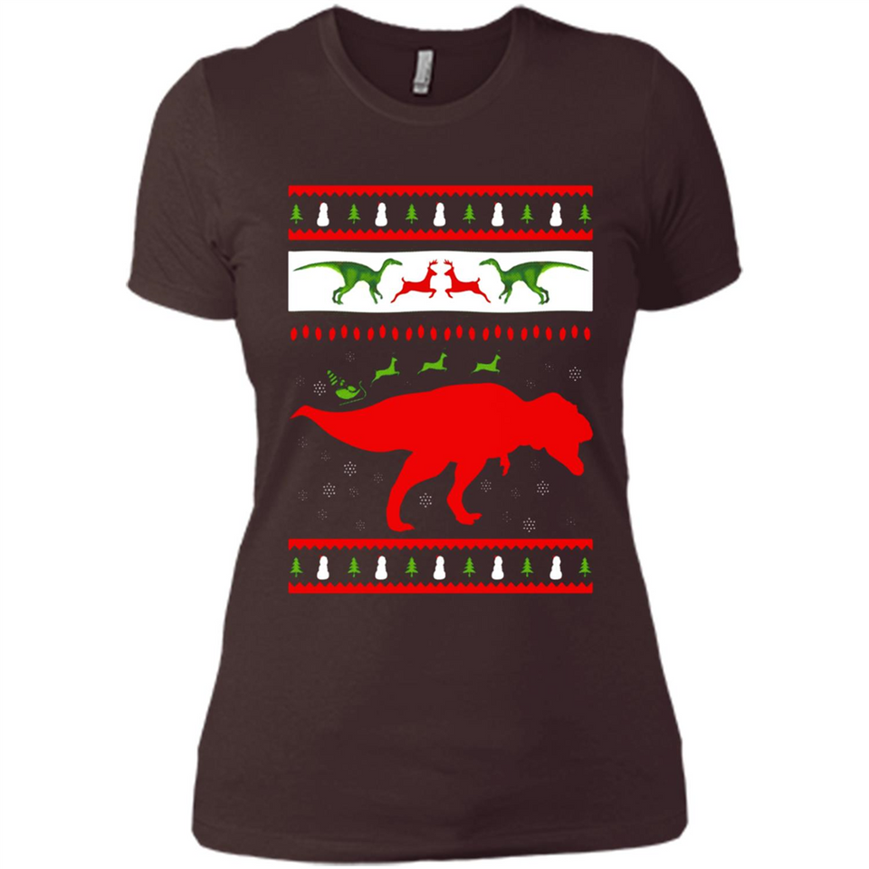 Dinosaur and Santa Clause Ugly Christmas Sweater - Ladies' Boyfriend T-Shirt