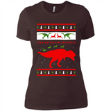 Dinosaur and Santa Clause Ugly Christmas Sweater - Ladies' Boyfriend T-Shirt