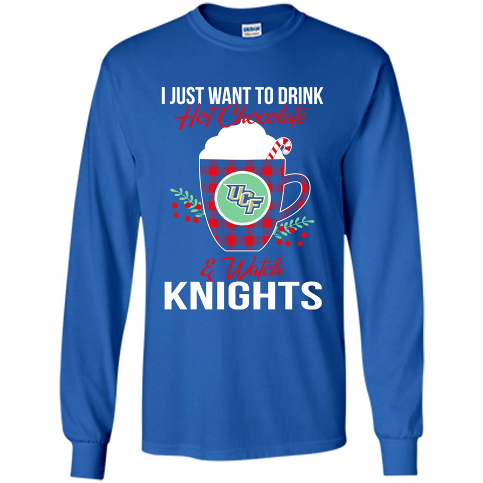 I Just Want To Drink Hot Chocolate & Watch UCF Knights Ugly Christmas Sweater PINGPONG