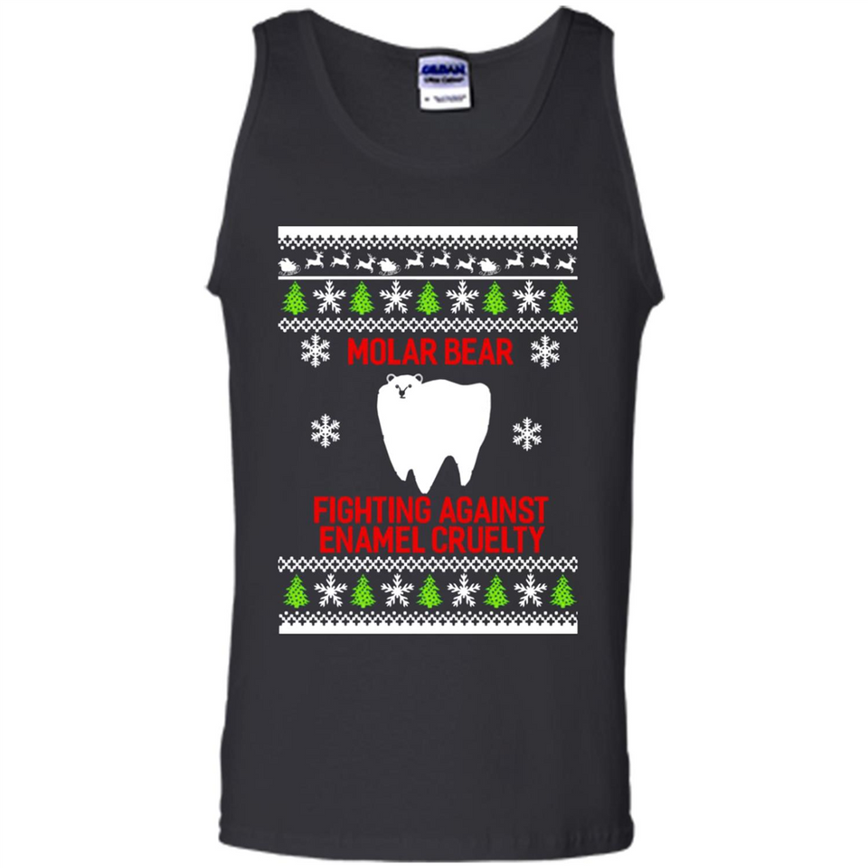 Molar bear fighting against enamel cruelty Christmas - Tank Top
