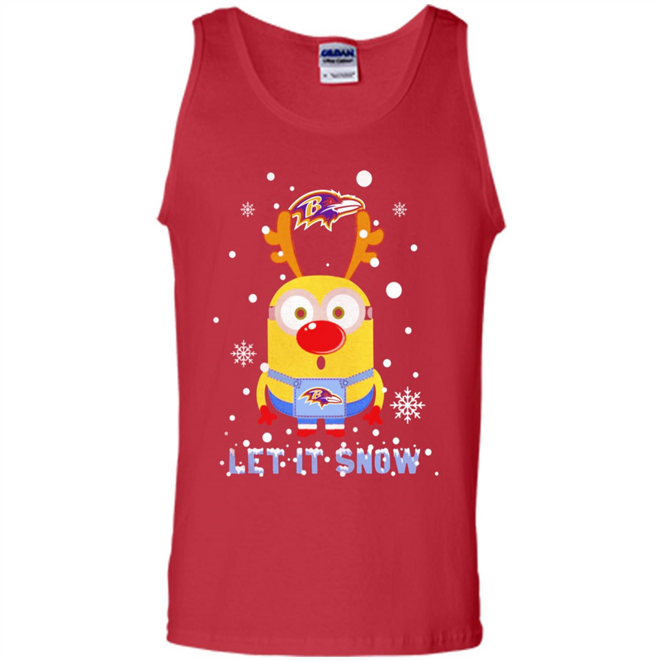 Minion Baltimore Ravens Ugly Christmas Sweater Let it Snow - Tank Top