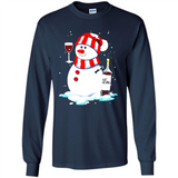 Cute Snowman drink Red Wine Christmas T-Shirt - Long Sleeve T-Shirt