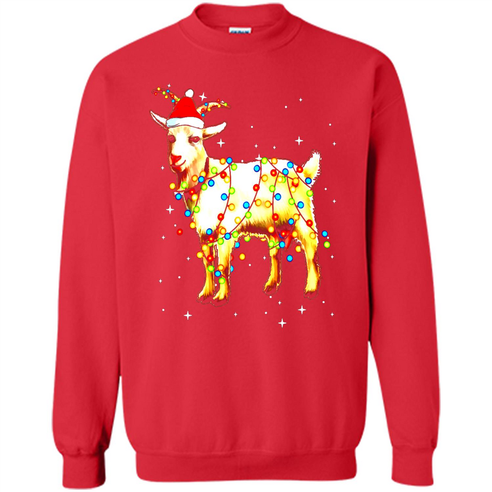 Christmas Lights Goat Wearing Santa Hat T-Shirt - Sweatshirt
