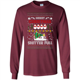 Merry Christmas Shitter Full Christmas Tree Snowman Sweater PINGPONG - Long Sleeve T-Shirt