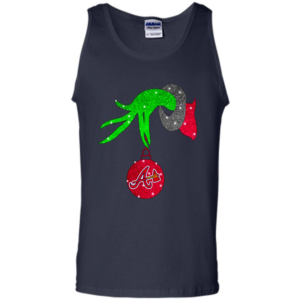 GRINCH HAND HOLDING ATLANTA BRAVES GLITTER CHRISTMAS PINGPONG