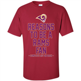 Reasons to be a Los Angeles Rams Fan Complete List on Back - Shirt