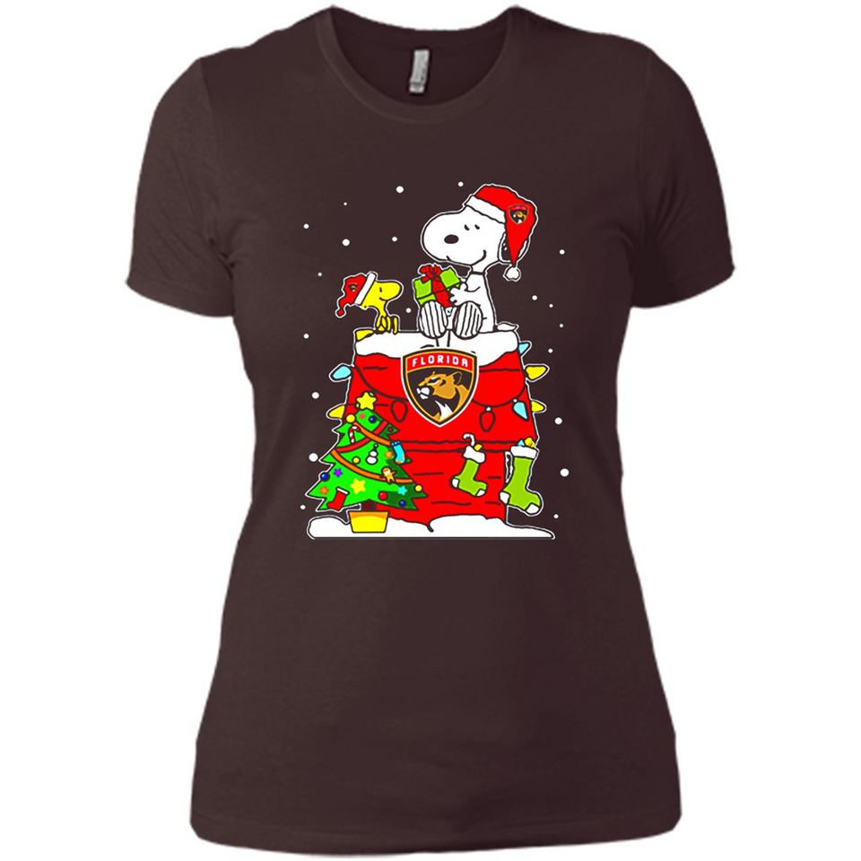 Florida Panthers Snoopy Ugly Christmas Sweaters - Ladies' Boyfriend T-Shirt