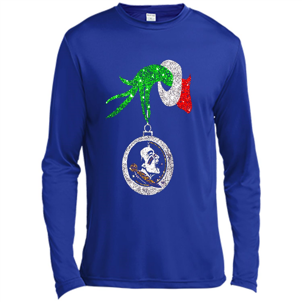Amazing Florida State Seminoles Glitter Grinch Monogram Ornament Christmas Gift - Canvas Long Sleeve T-Shirt