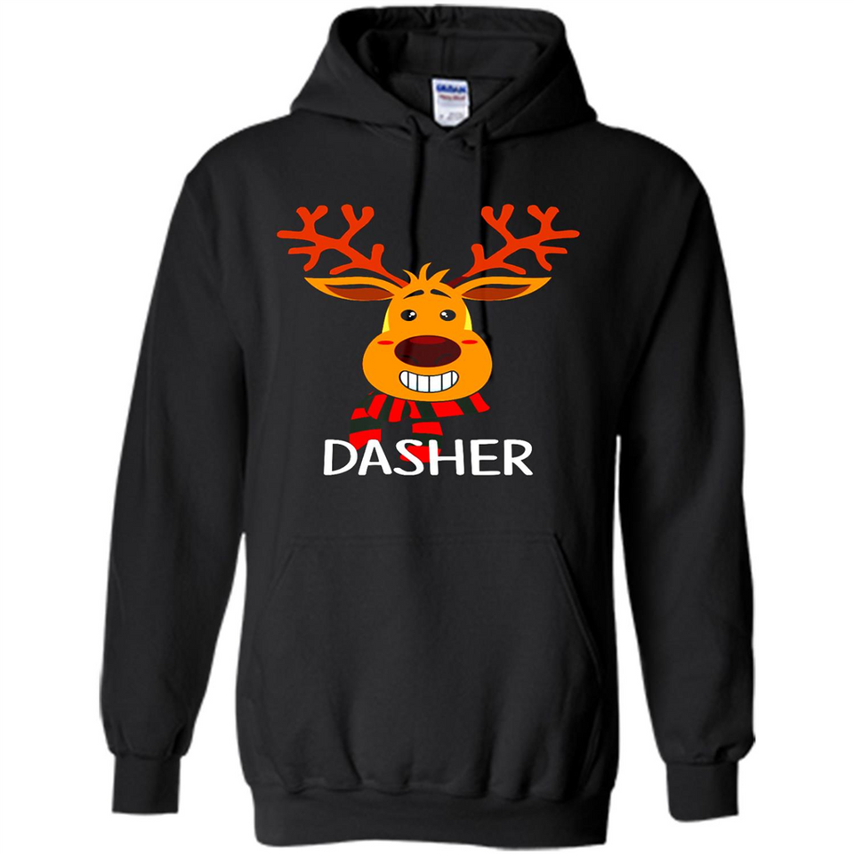 Dasher Reindeer Santa Claus Funny Xmas Holiday T-Shirt - Hoodie