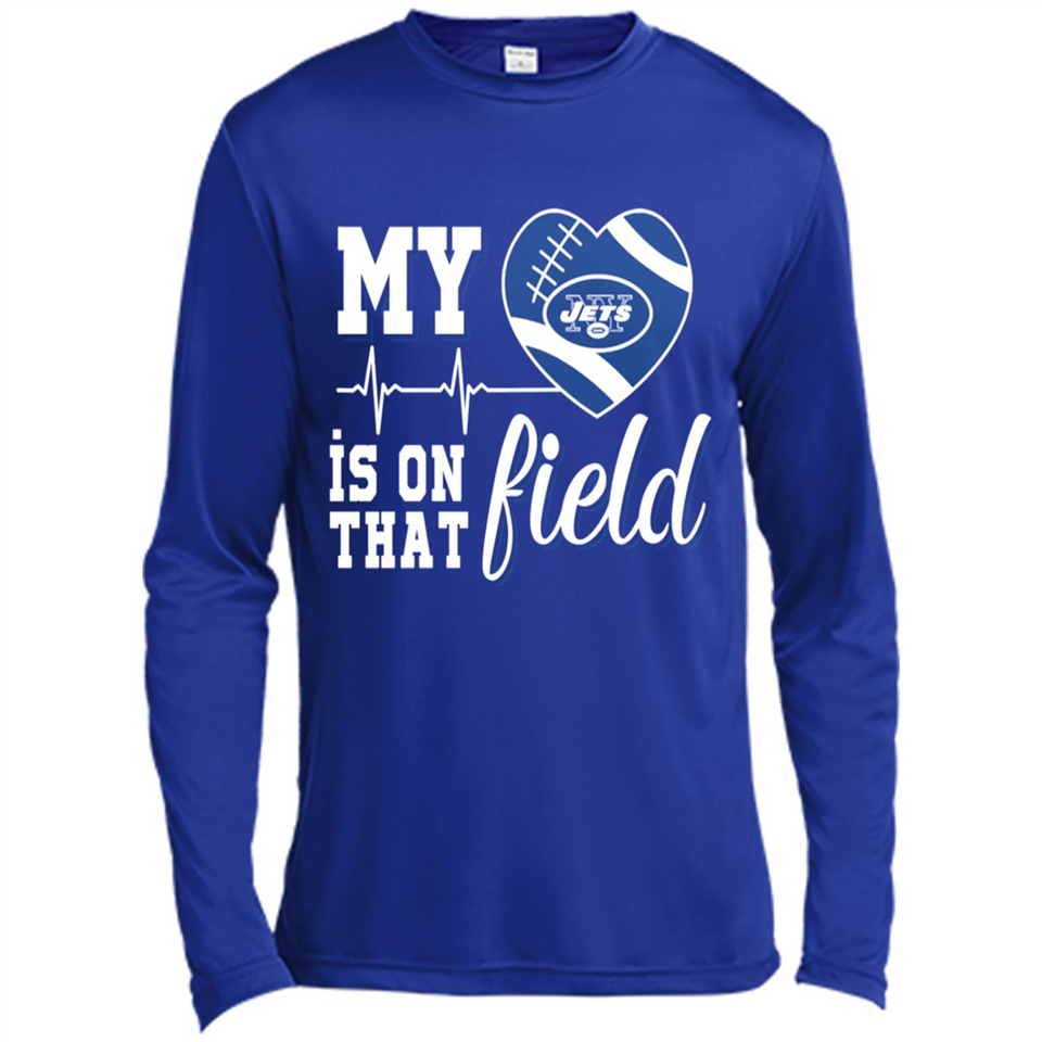 New York Jets Football My Heart is on that Field - Canvas Long Sleeve T-Shirt