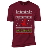 Dinosaur and Santa Ugly Christmas Sweater - Premium Short Sleeve T-Shirt