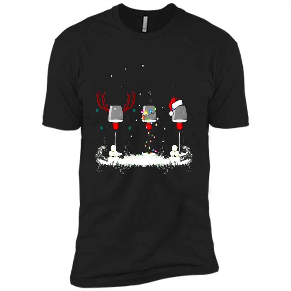 Christmas Red Wine - Merry Xmas T-Shirt - Premium Short Sleeve T-Shirt
