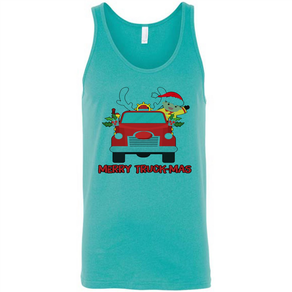 Merry Truck-Mas Christmas Fire Truck Cute Reindeer Sporty - Canvas Unisex Tank