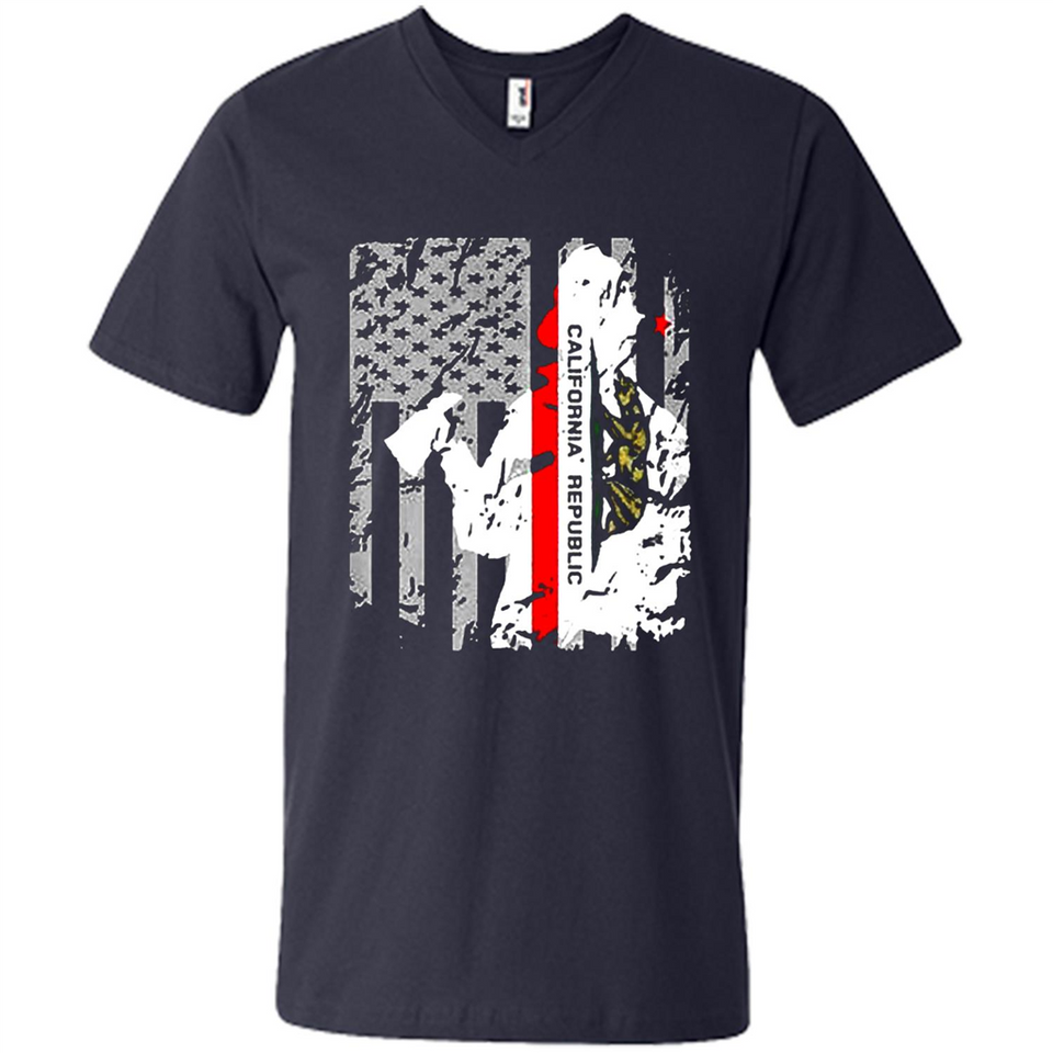 Paradise California Firefighter Thin Red Line Funds Youth T-Shirt PINGPONG - Men's V-Neck