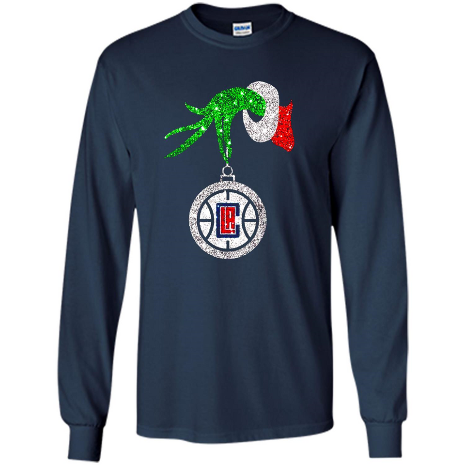 Amazing shirt Los Angeles Clippers Glitter Grinch Monogram Ornament Christmas Gift - Long Sleeve T-Shirt