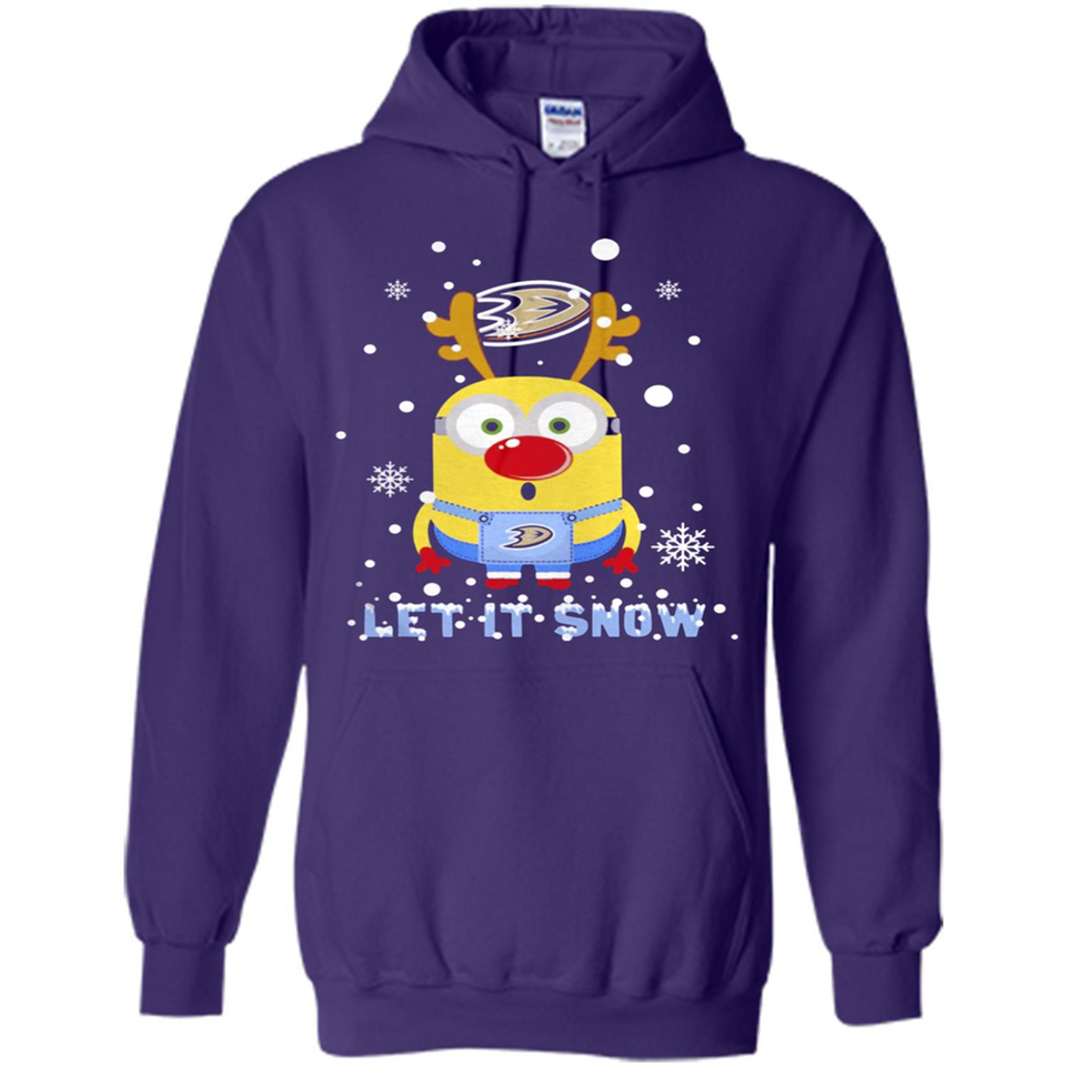 Minion Anaheim Ducks Ugly Christmas Sweater Let it Snow - Hoodie
