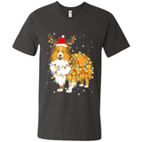 Christmas Lights Shetland Sheepdog Wearing Santa Hat Funny Xmas - Men's V-Neck