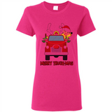 Merry Truck-Mas Christmas Fire Truck Cute Reindeer Sporty - Ladies Short-Sleeve