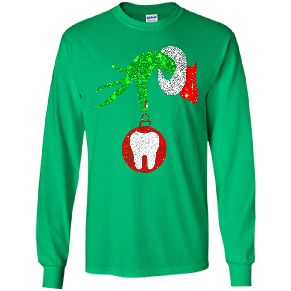 Christmas Nurse Grinch hand holding clinic dental ornament - Long Sleeve T-Shirt
