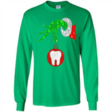Christmas Nurse Grinch hand holding clinic dental ornament - Long Sleeve T-Shirt