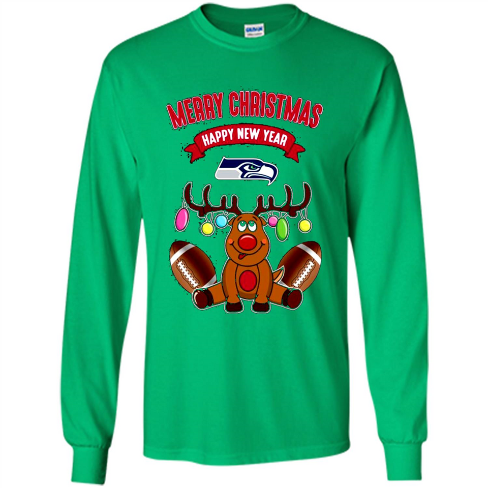 Seattle Seahawks NFL Reindeer Funny Merry Christmas And Happy New Year